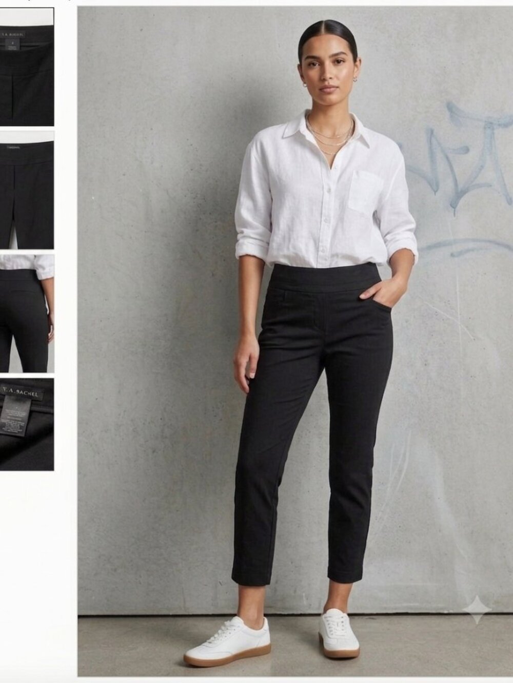 Zac & Rachel Black Stretch Pull-On Ankle Pants Size 6 Dress Trousers
